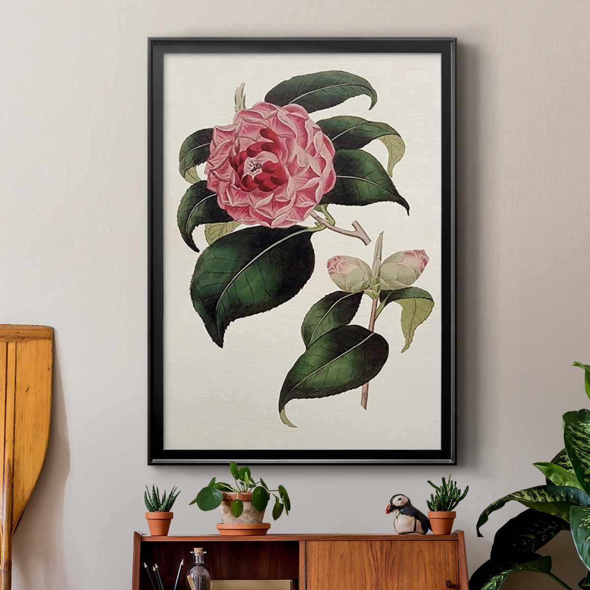 Pink Floral Mix III - Modern Framed Canvas Print