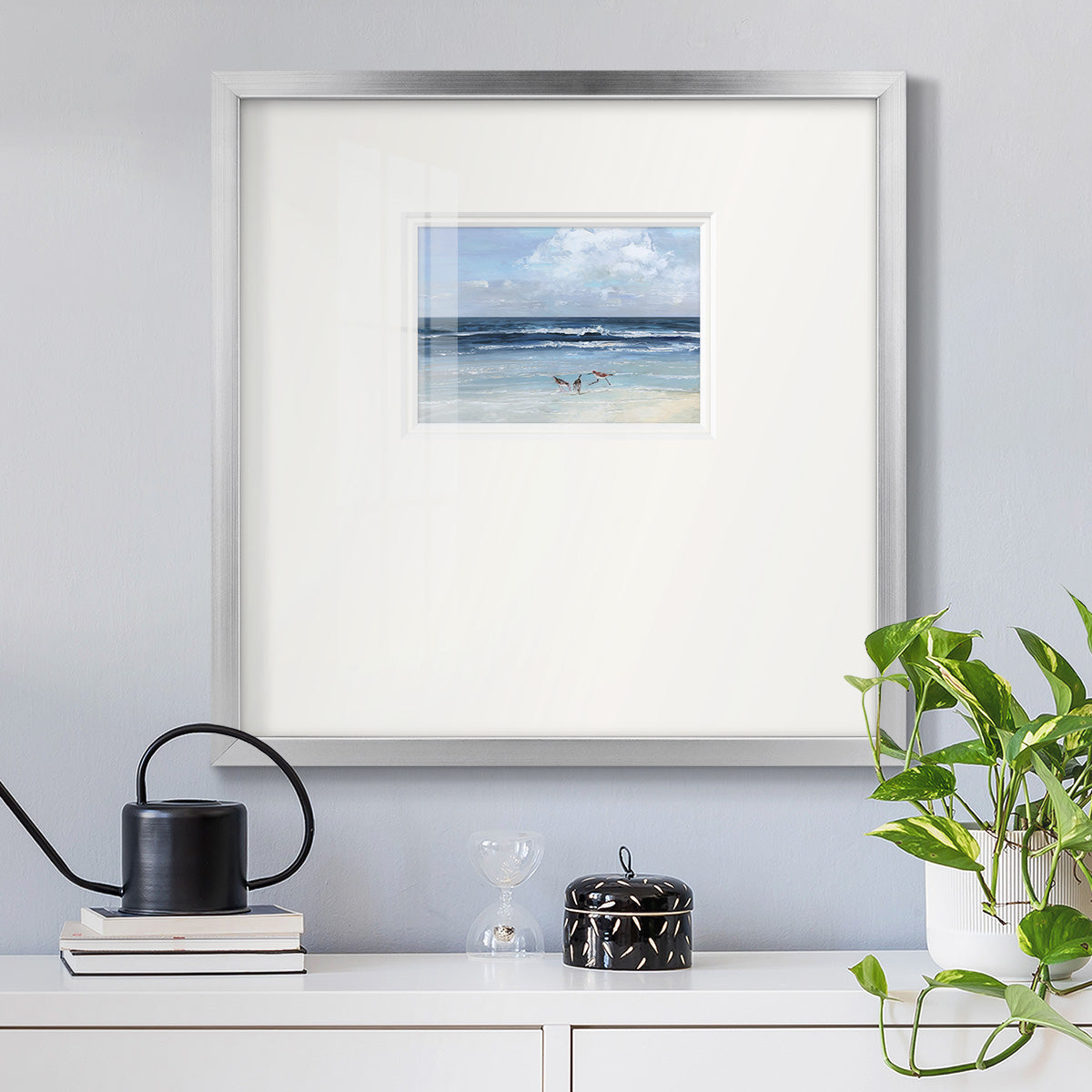 Beach Trio Premium Framed Print Double Matboard