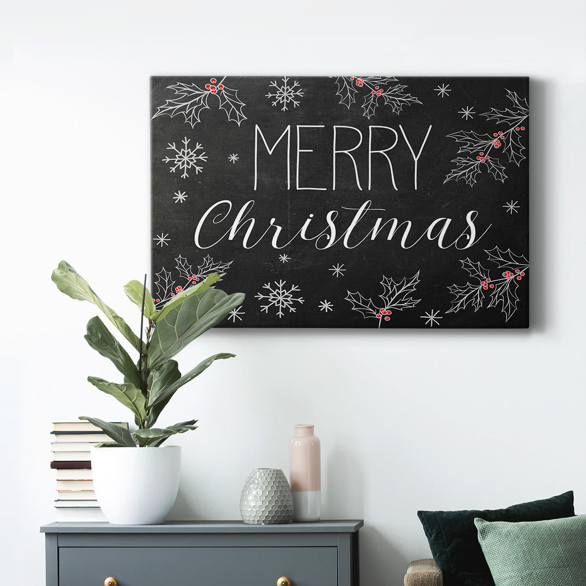 Merry Christmas Chalkboard - Canvas Art Print