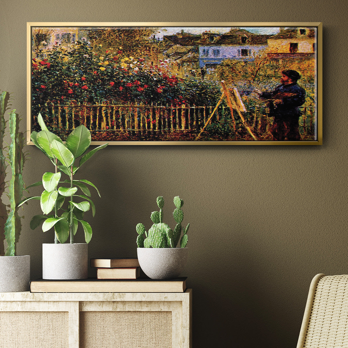 Monet Painting in His Garden in Argenteuil - Floater Framed Canvas Print