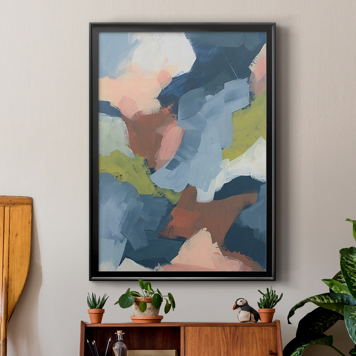 Soft Indigo Atmosphere II - Modern Framed Canvas Print