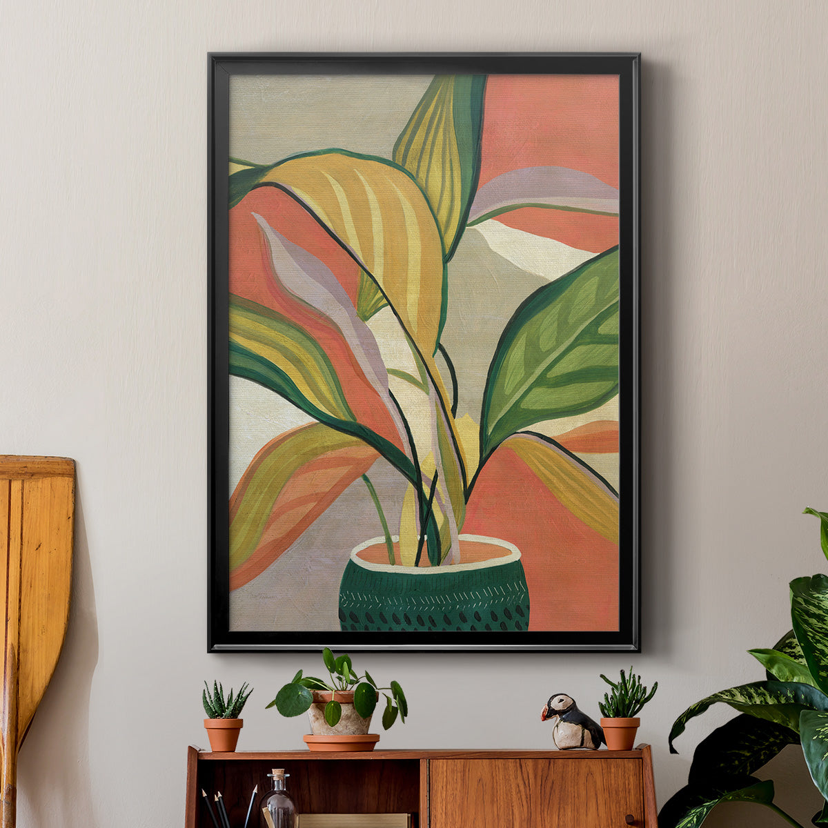 Potted Bird of Paradise - Modern Framed Canvas Print