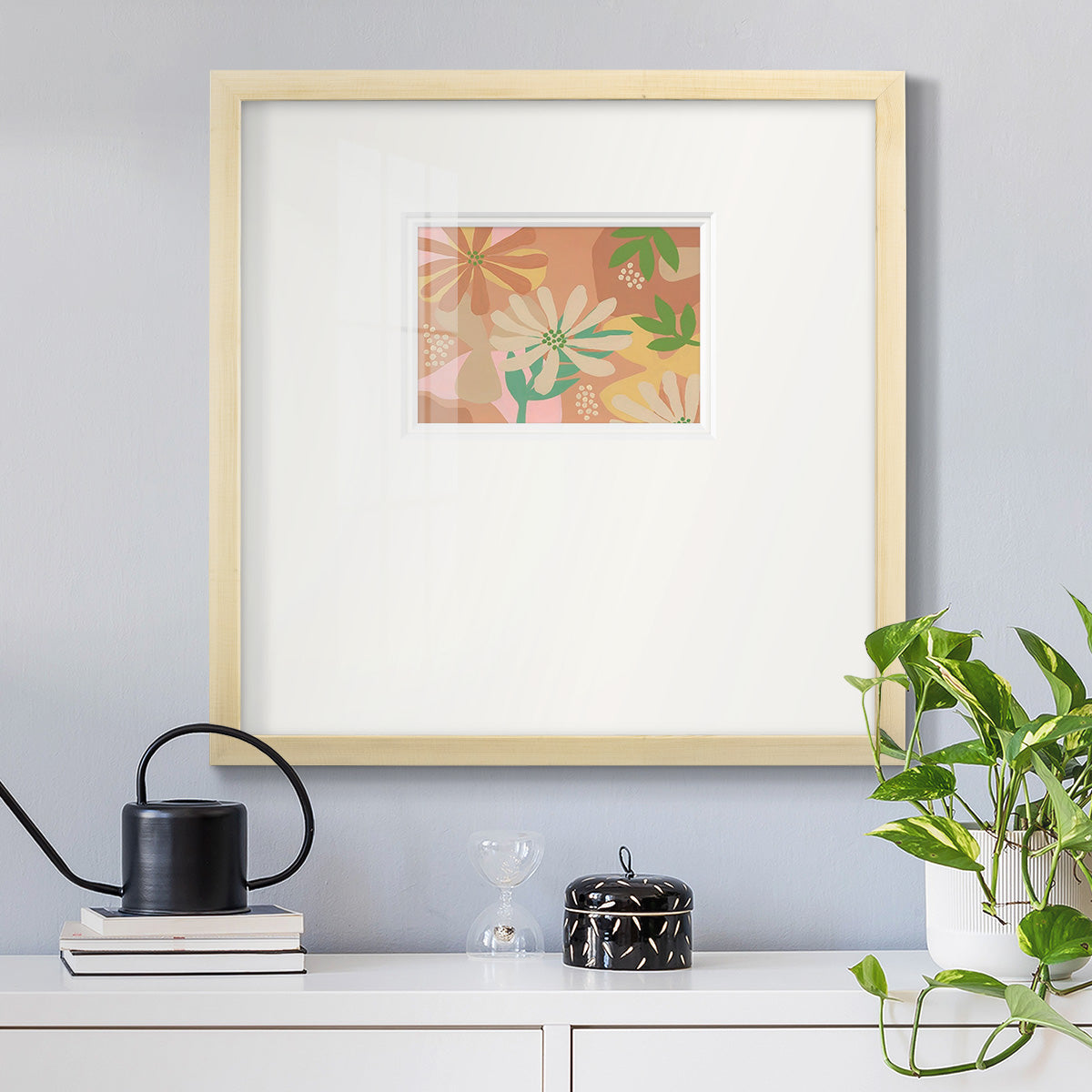 Neutral Blooms III Premium Framed Print Double Matboard