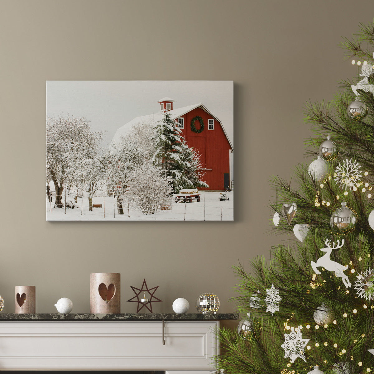 Festive Barn - Premium Gallery Wrapped Canvas  - Ready to Hang