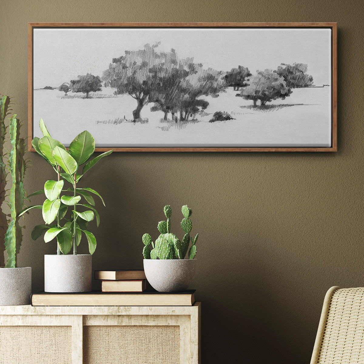 Treeline Sketch II - Floater Framed Canvas Print