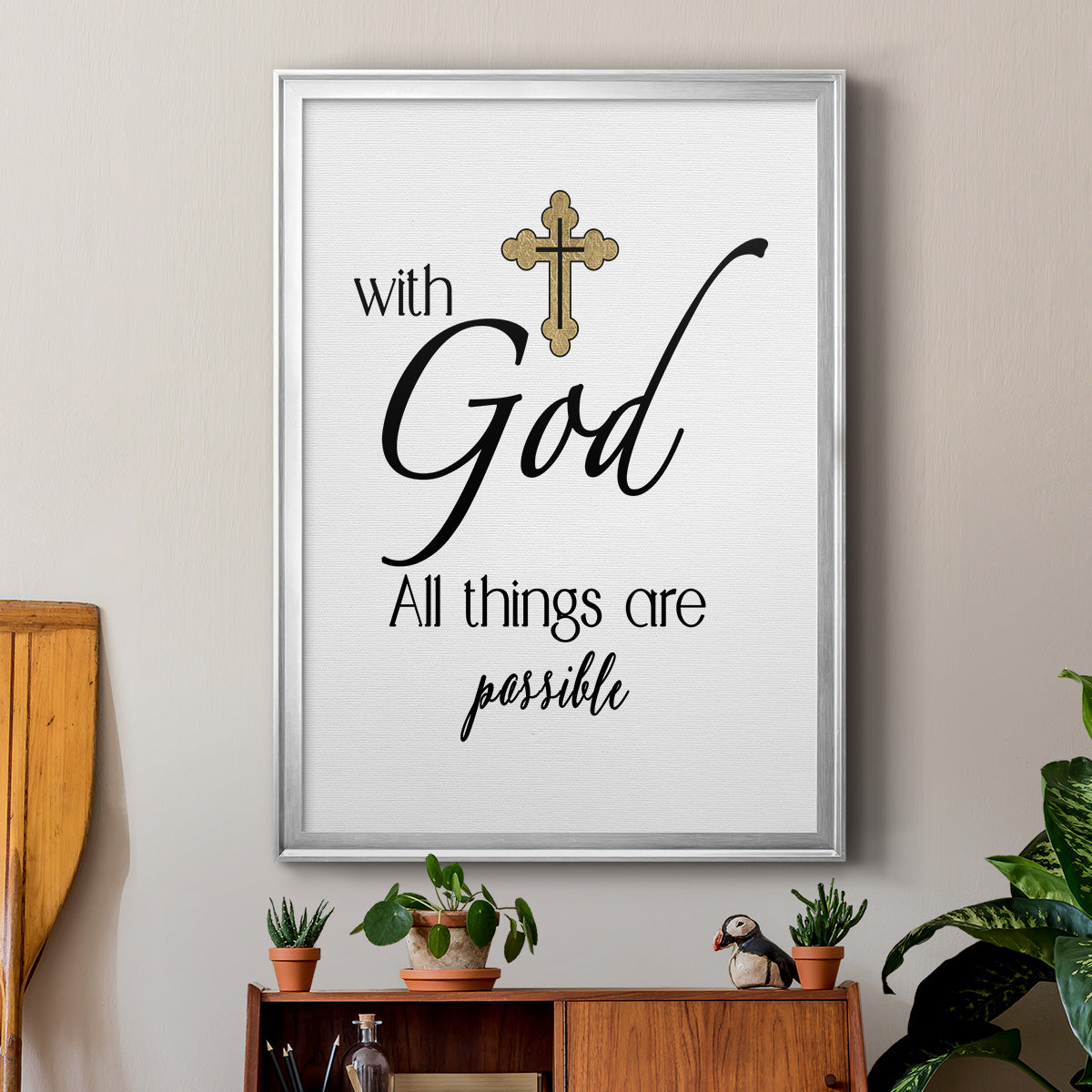All Things Possible Gold - Modern Framed Canvas Print