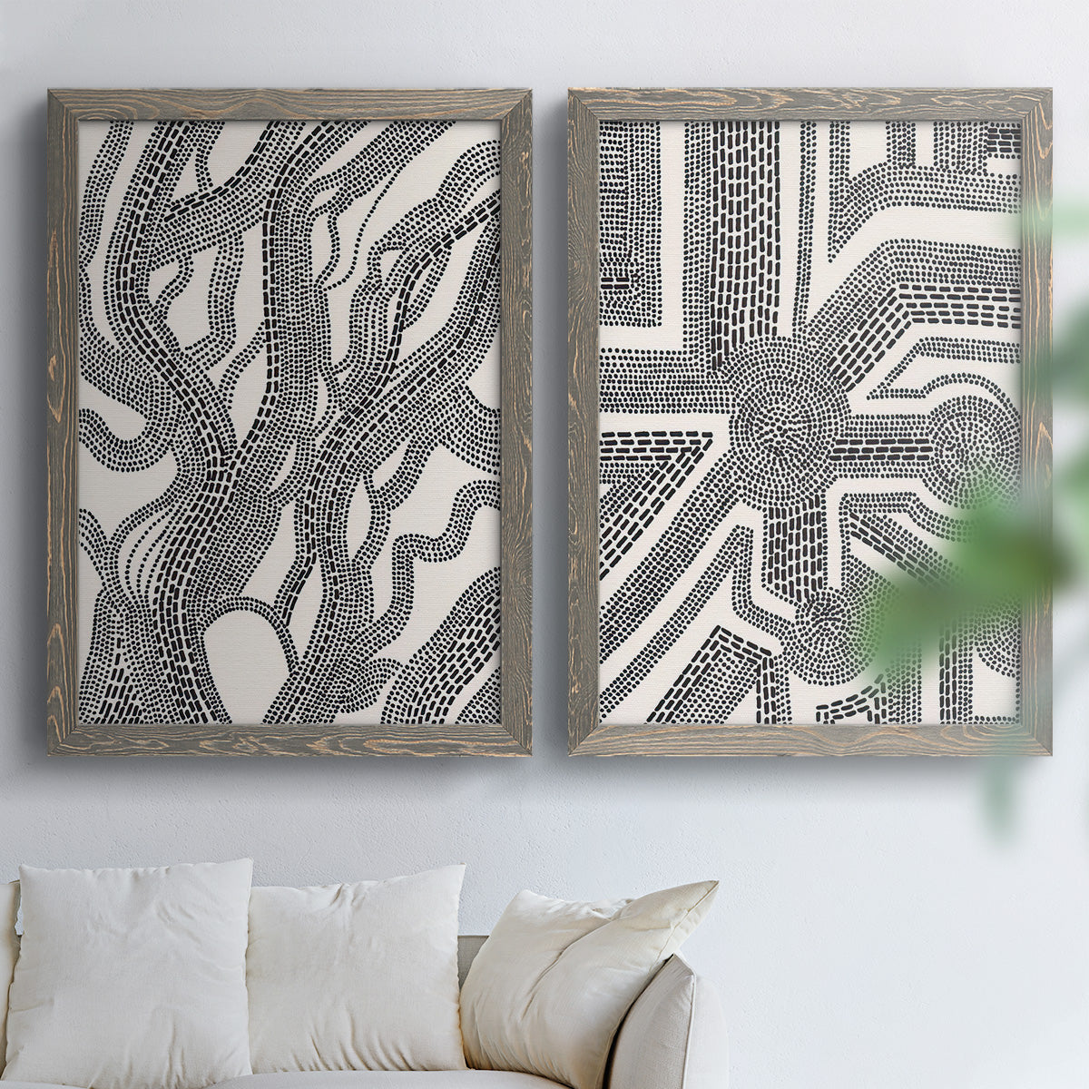 Dots and Dashes I - Premium Framed Canvas 2 Piece Set - Ready to Hang