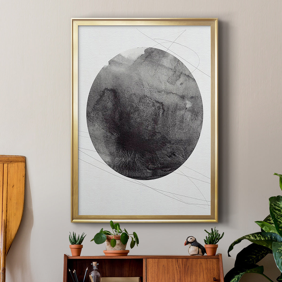 Graphite Moon I - Modern Framed Canvas Print