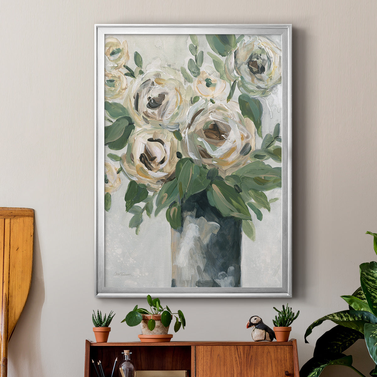 Floral Depth - Modern Framed Canvas Print
