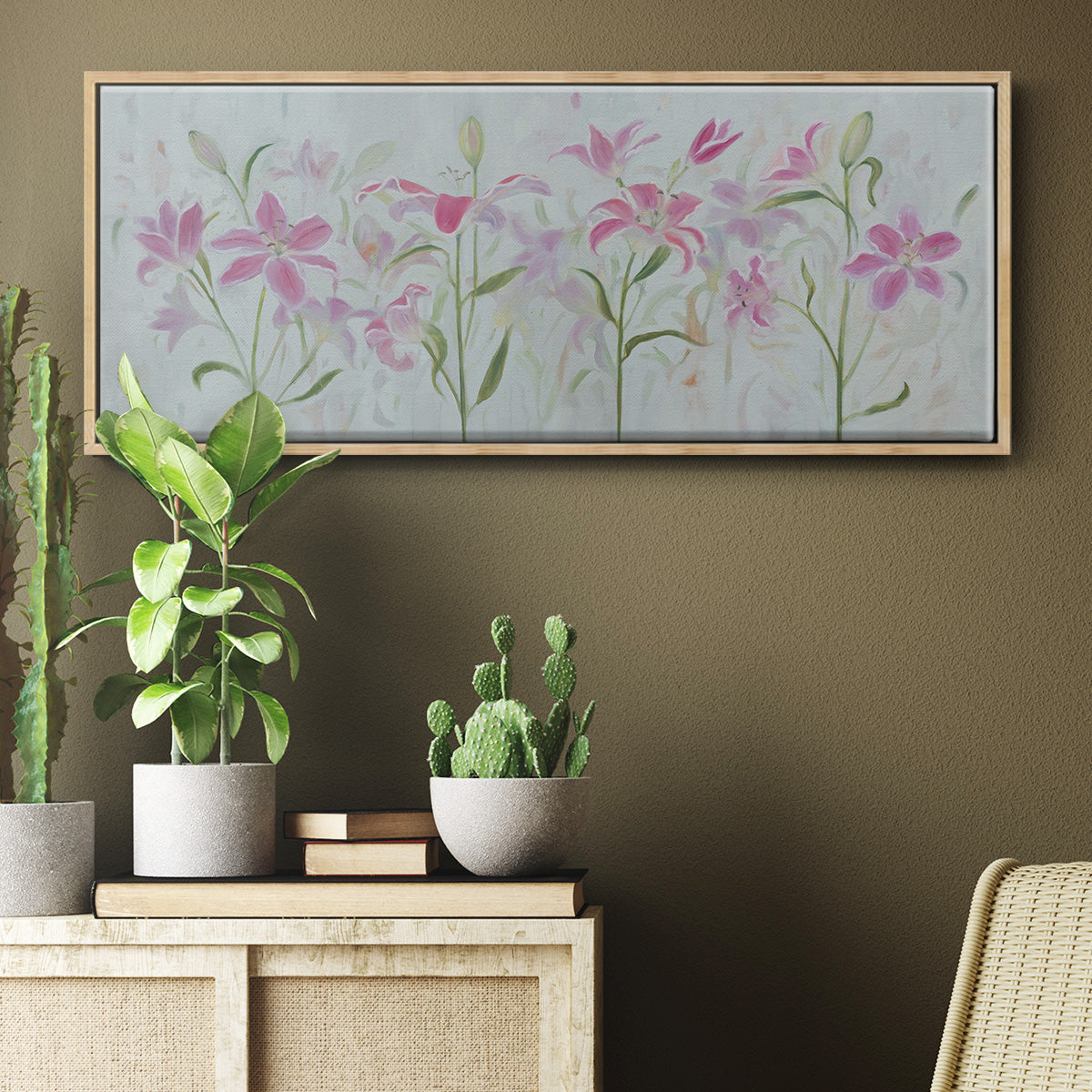Dancing Pink Trio III - Floater Framed Canvas Print
