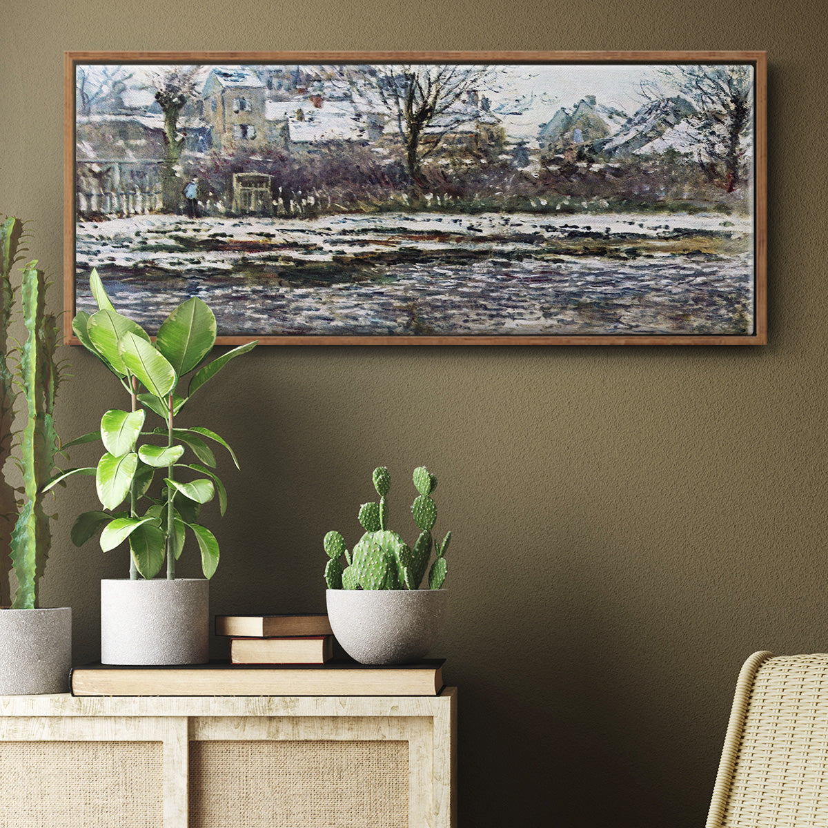 Snow in Vétheuil - Floater Framed Canvas Print