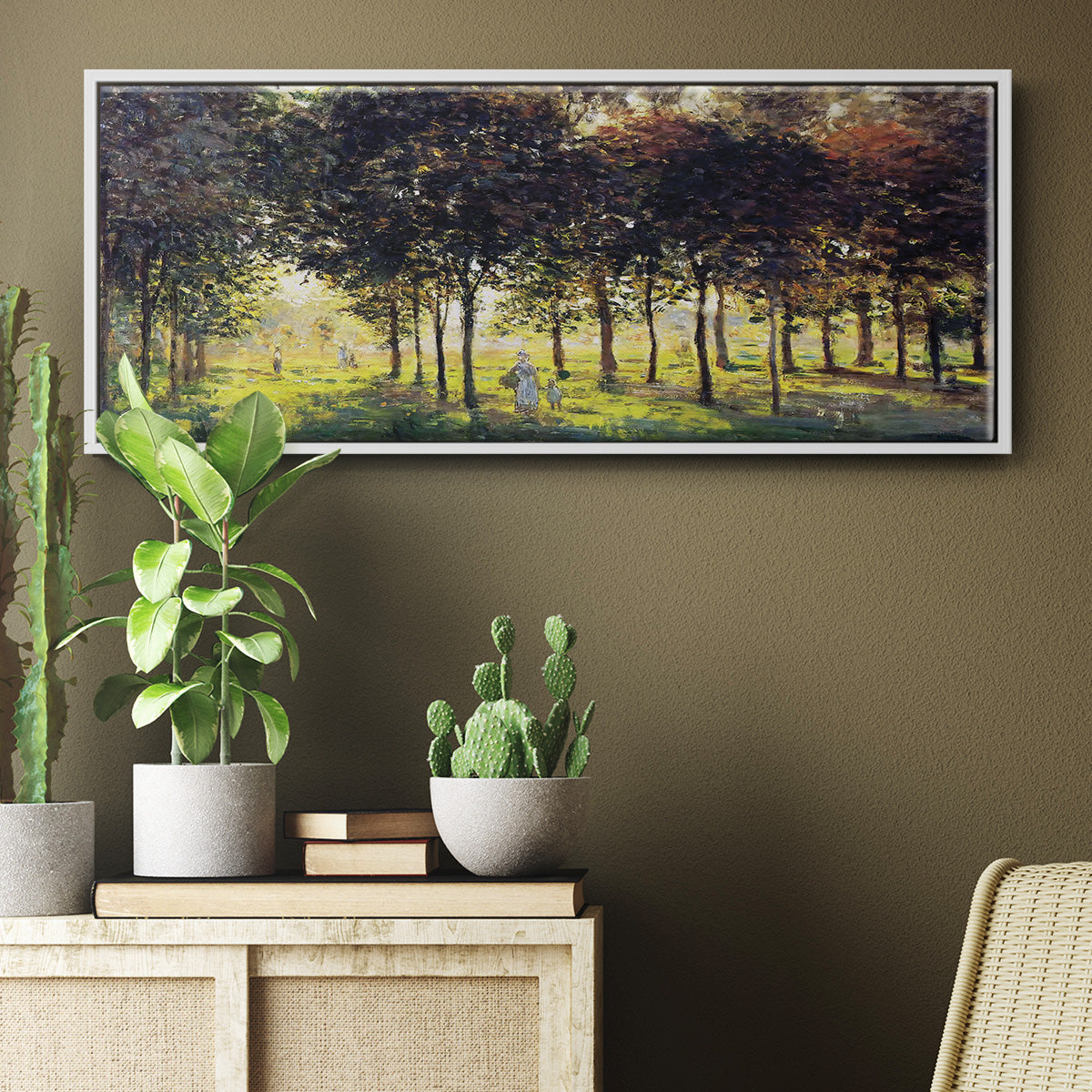 The Promenade at Argenteuil, Sunset, 1874 - Floater Framed Canvas Print