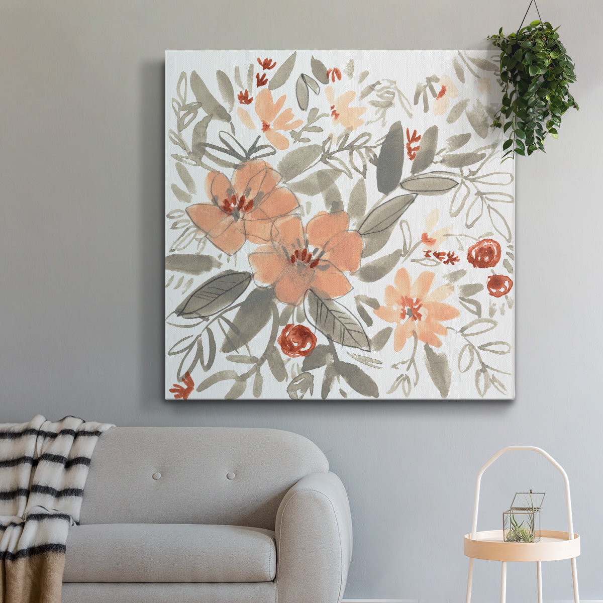 Peach & Rust Blooms I - Canvas Art Print