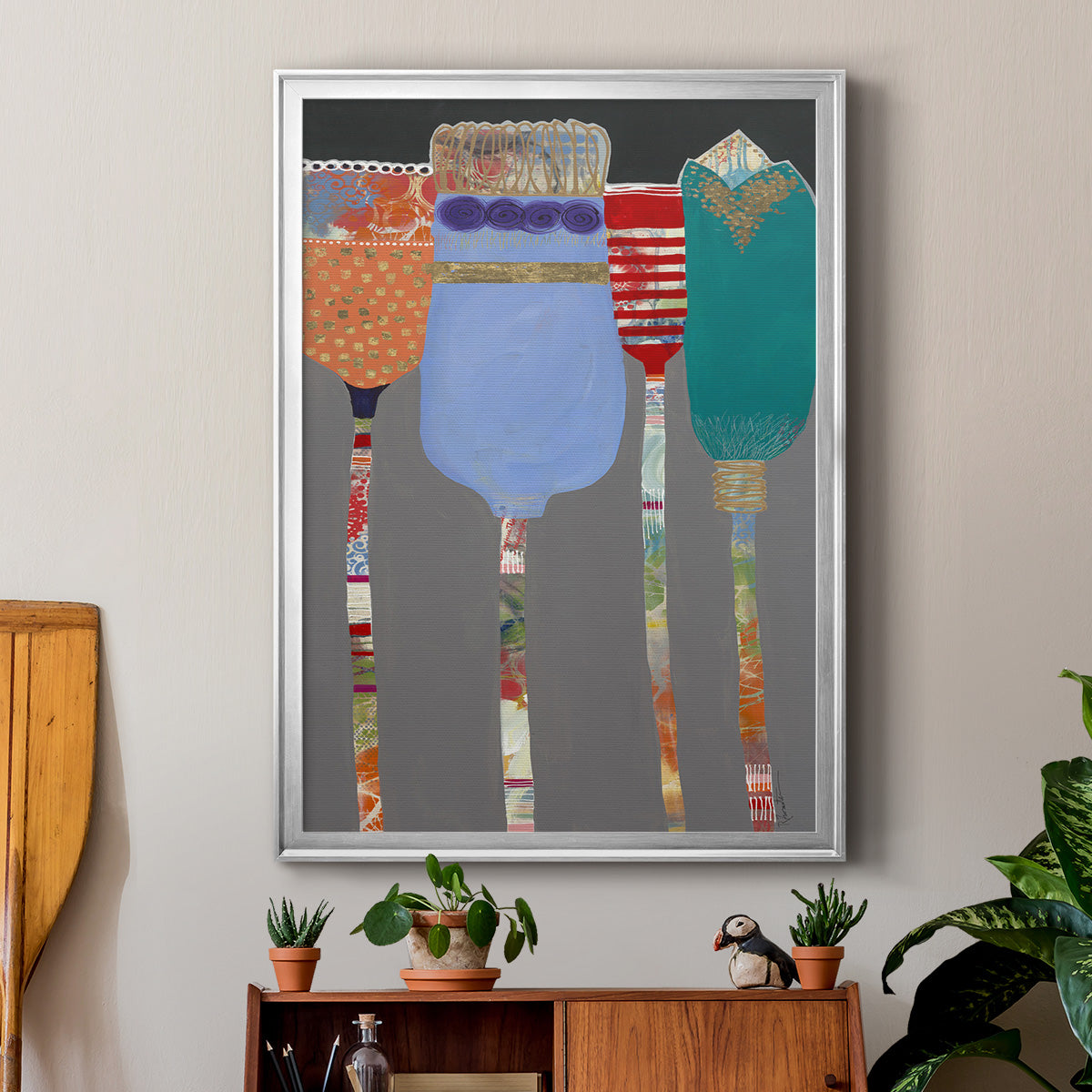 Tall Tulips - Modern Framed Canvas Print