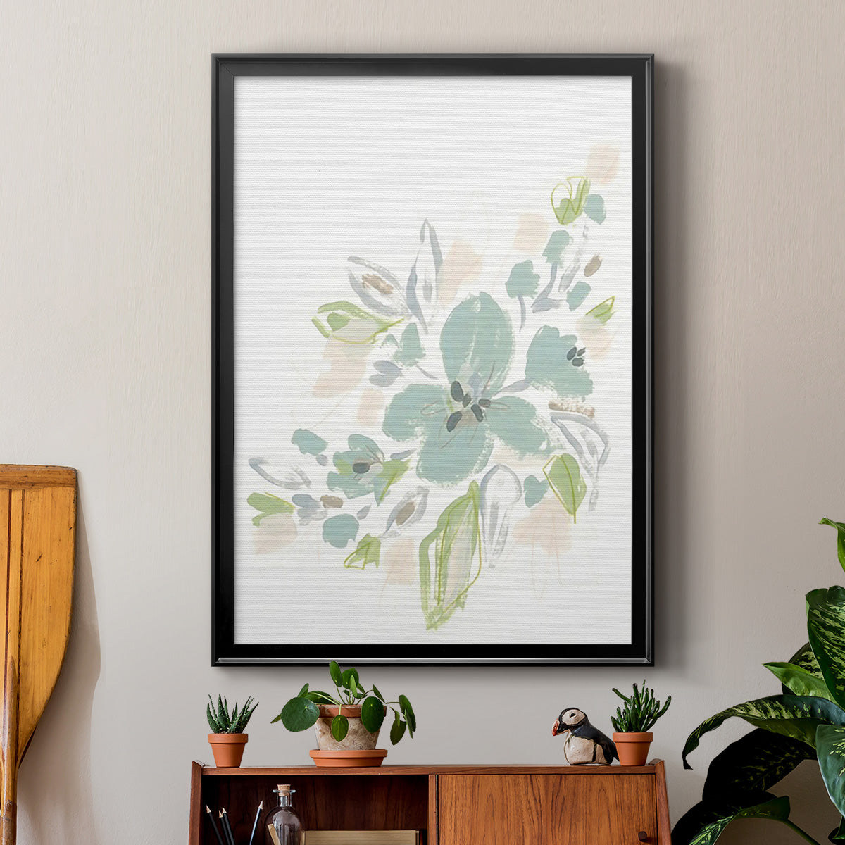 Seafoam Petals II - Modern Framed Canvas Print