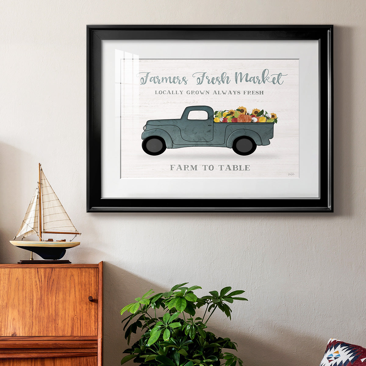 Fresh Sunflowers Truck - Modern Framed Art Print