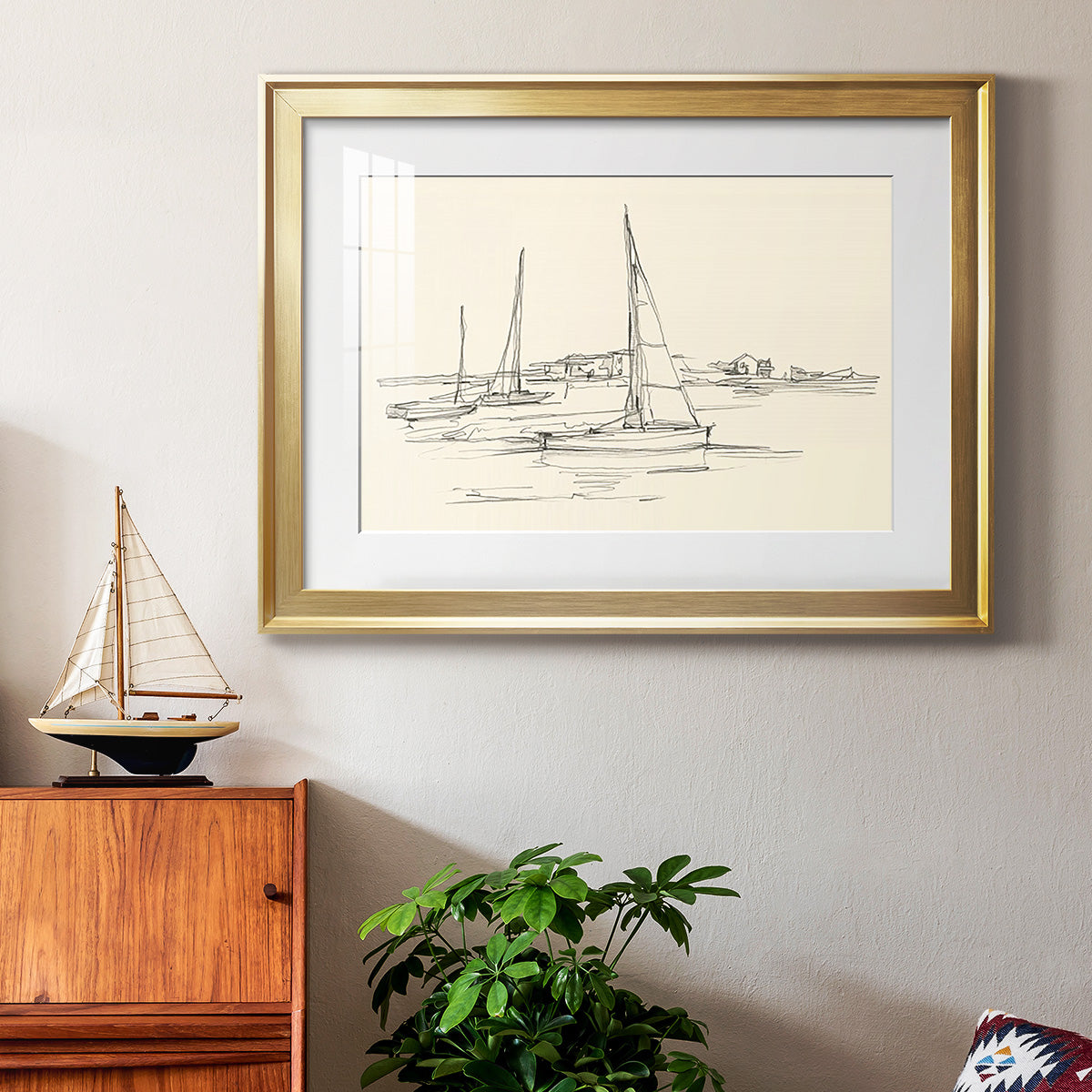 Coastal Contour Sketch I Premium Framed Print - Ready to Hang