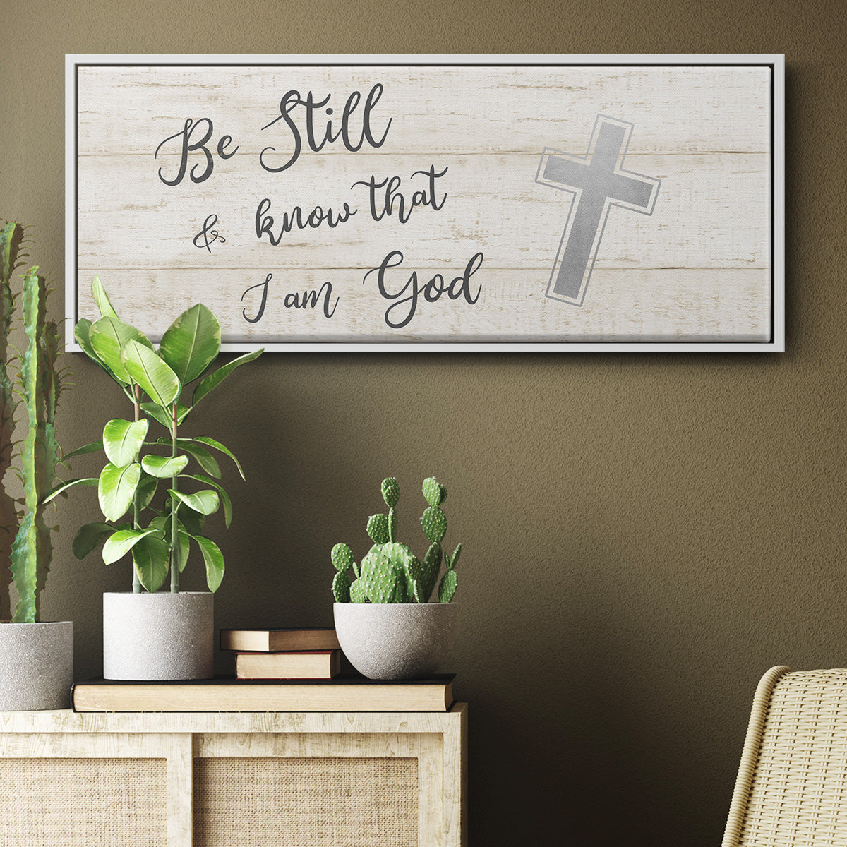 Be Still Cross - Floater Framed Canvas Print