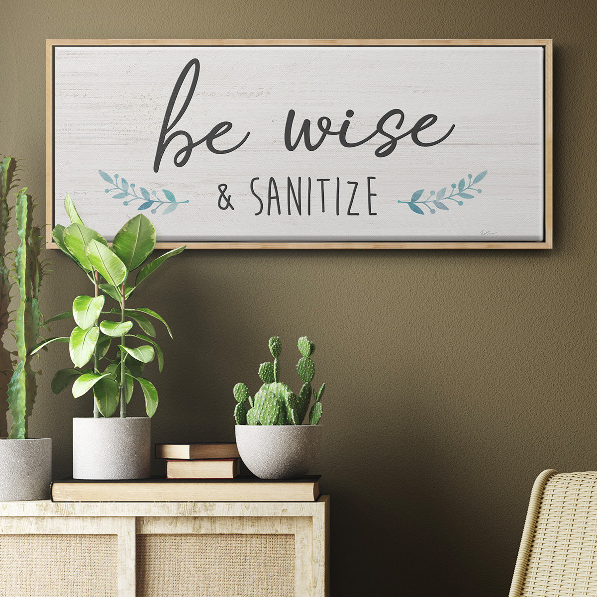 Be Wise & Sanitize - Floater Framed Canvas Print