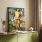 Canvas art print of a classical composition with figure and subtle contrast styled in a home decor setting.