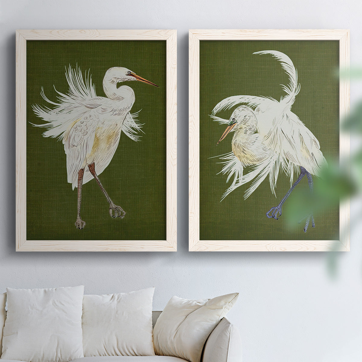 Heron Plumage I - Premium Framed Canvas 2 Piece Set - Ready to Hang