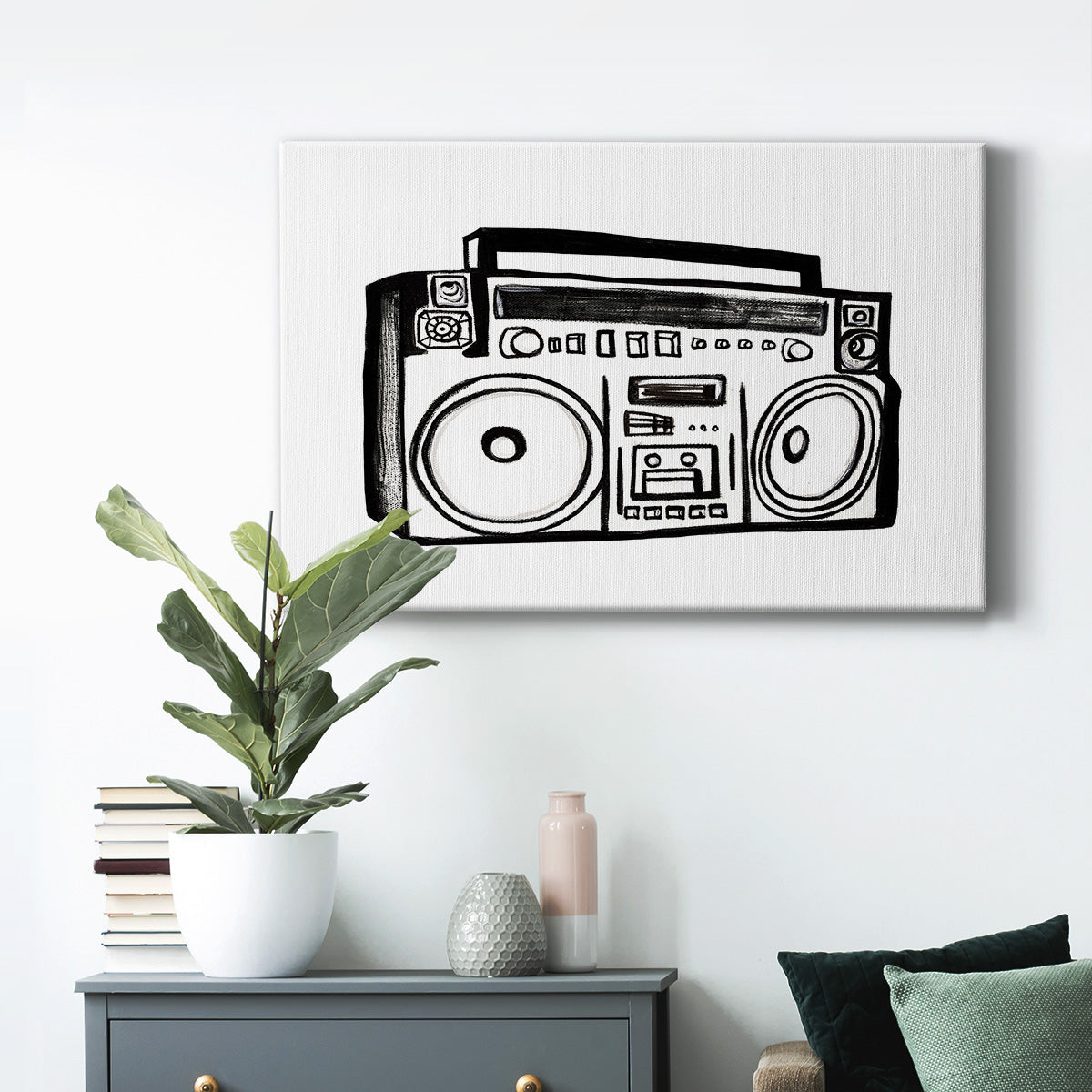 Boombox Sketch Premium Gallery Wrapped Canvas - Ready to Hang