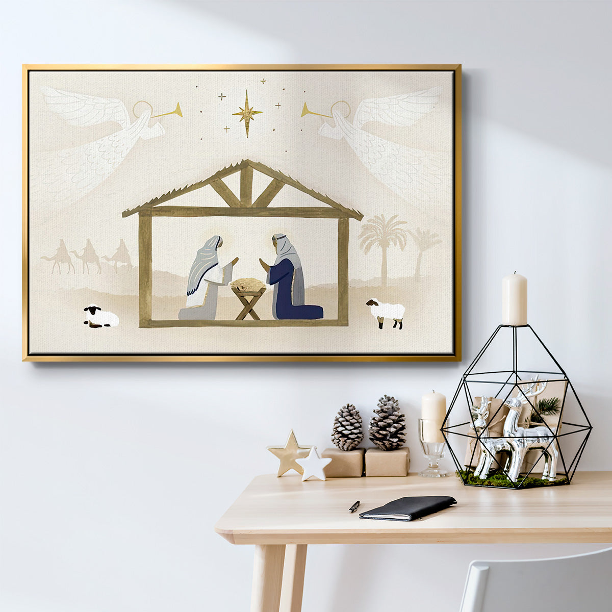 Away in a Manger Collection A - Framed Gallery Wrapped Canvas in Floating Frame