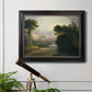 Romantic autumn landscape along the Hudson River by Thomas Doughty in an ornate black frame with gilded inner detail displayed in a light-toned interior setting.