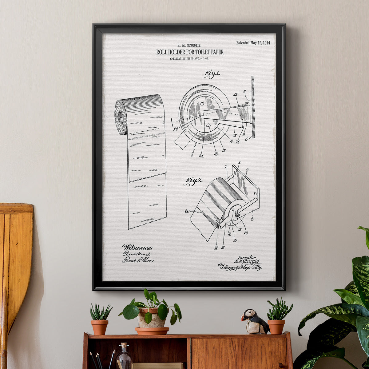 Toilet Paper Patent III - Modern Framed Canvas Print