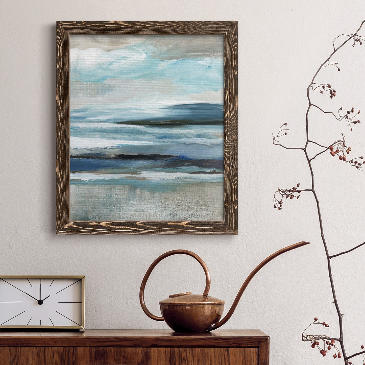 Distant Drama II - Barnwood Framed Canvas Print