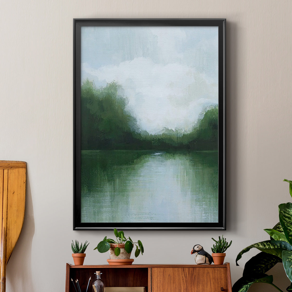 Mossy Reflections I - Modern Framed Canvas Print