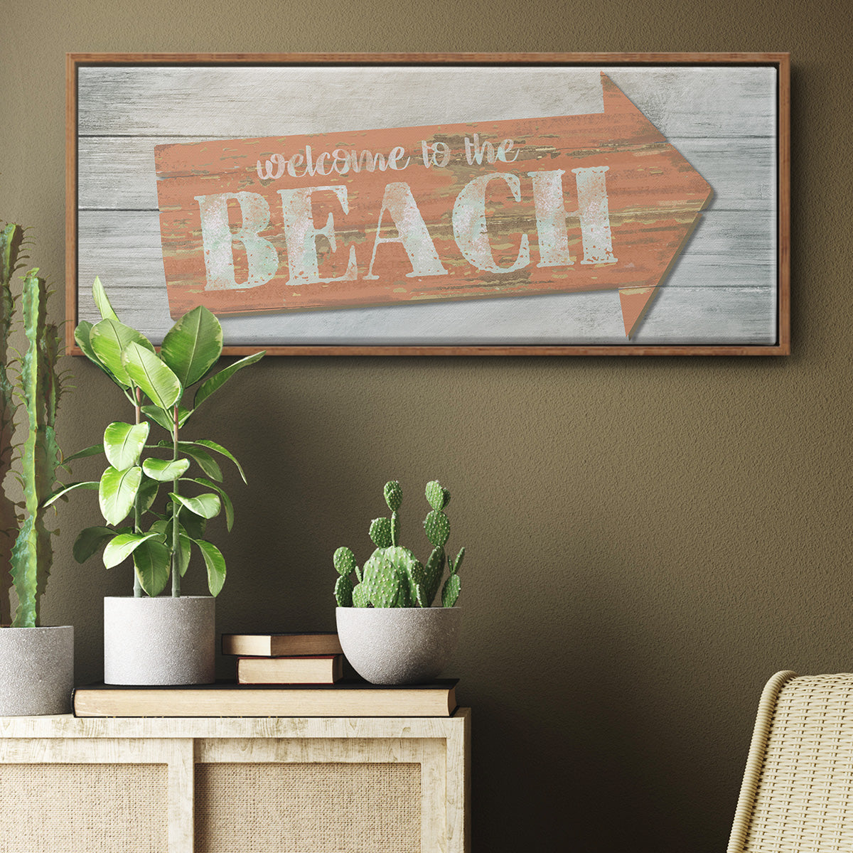 Welcome to the Beach - Floater Framed Canvas Print