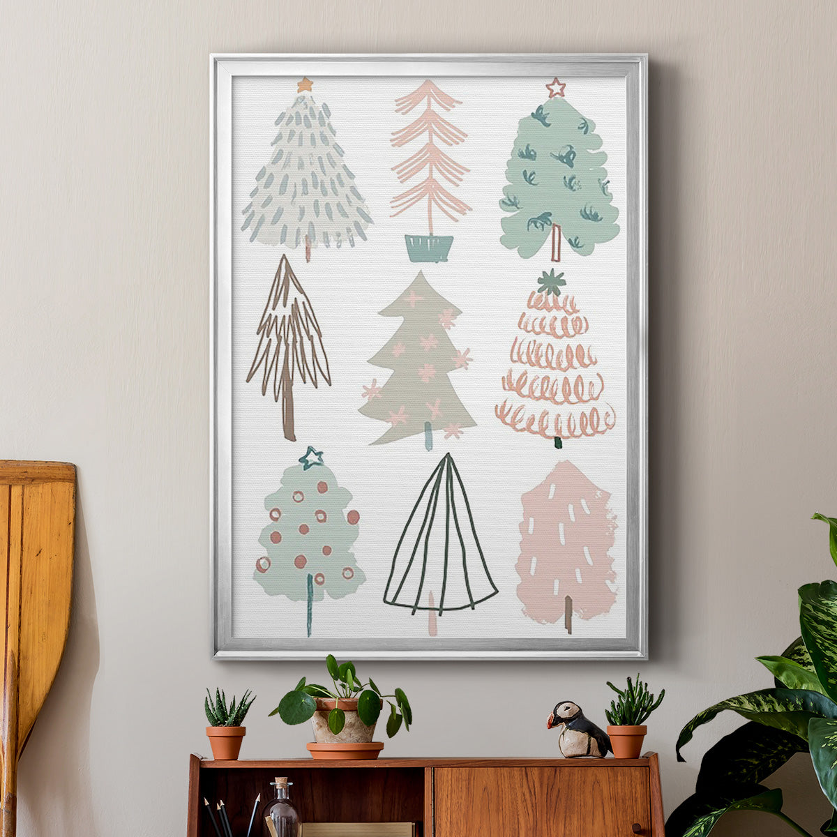 Christmas Tree Sketchbook I - Modern Framed Canvas Print