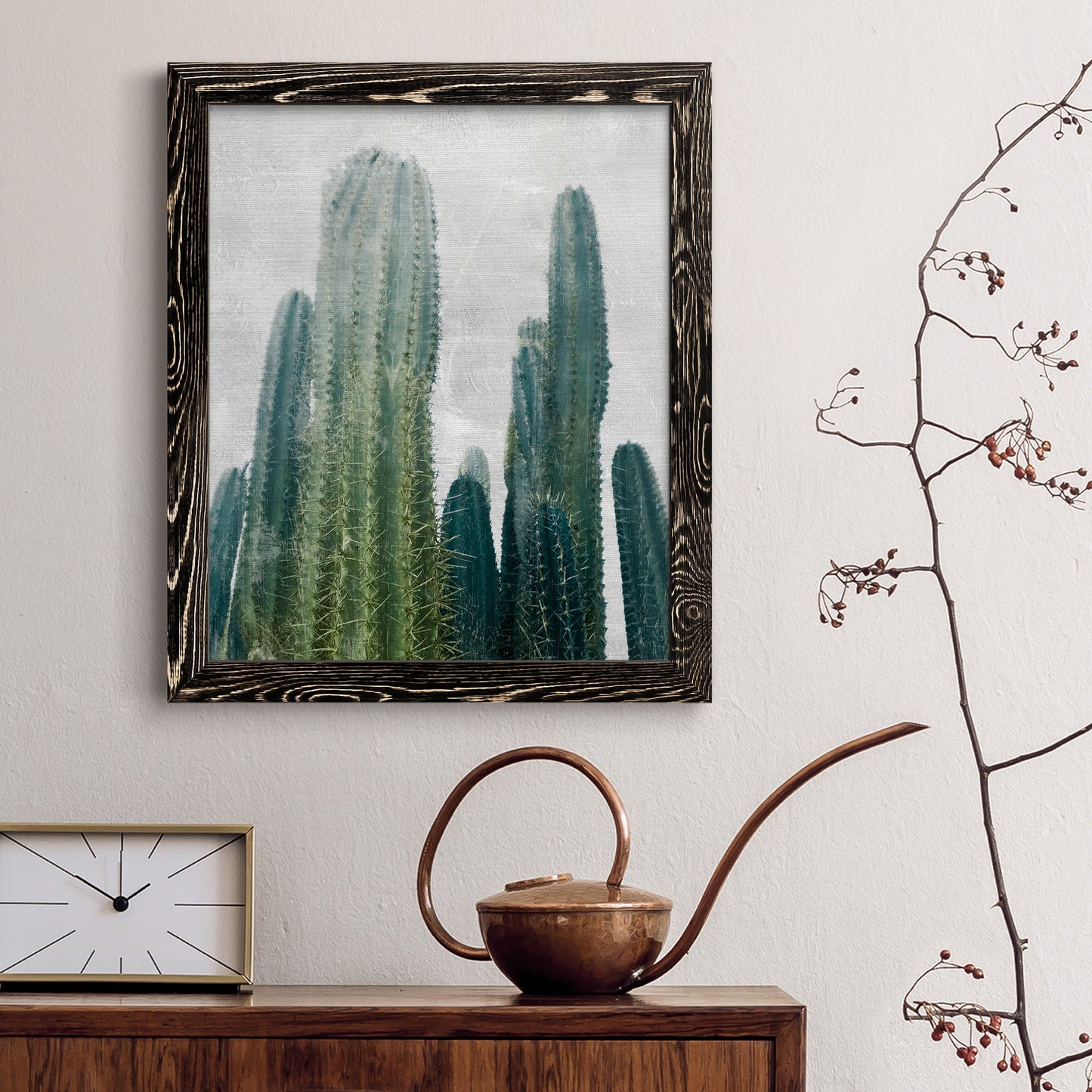 Aruba Cacti I - Premium Canvas Framed in Barnwood - Ready to Hang