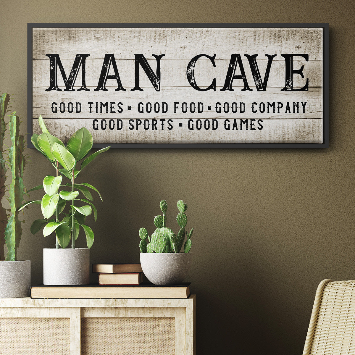 Man Cave Good Times - Floater Framed Canvas Print