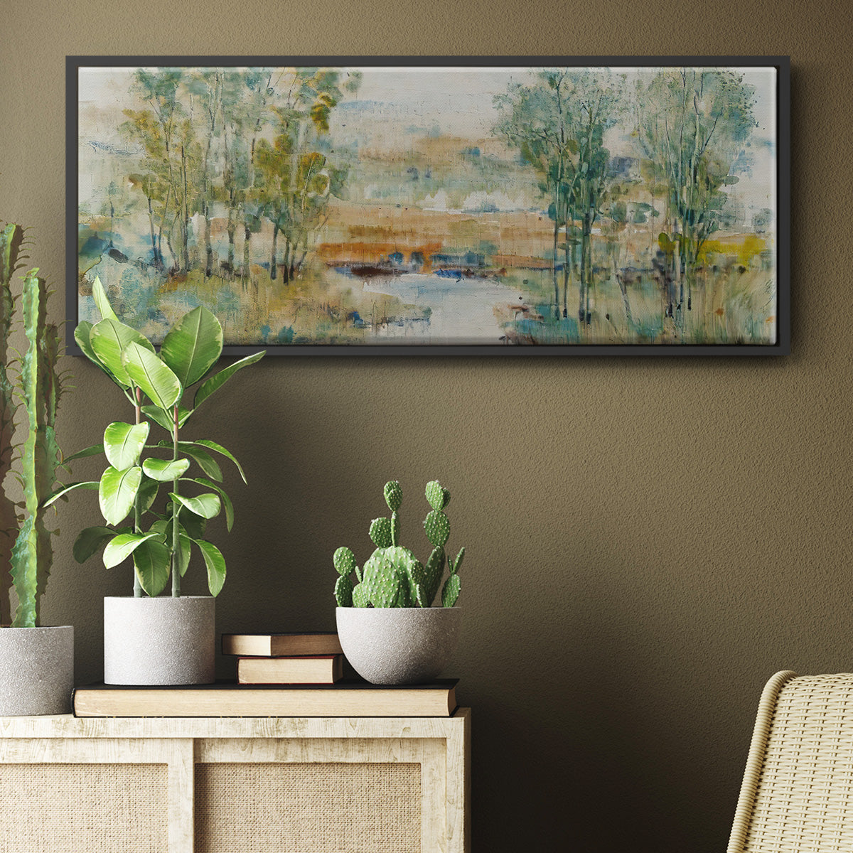 Trees on the Creek II - Floater Framed Canvas Print