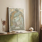 Canvas art print of a stylized female figure with intricate patterns and soft tones styled in a home decor setting.