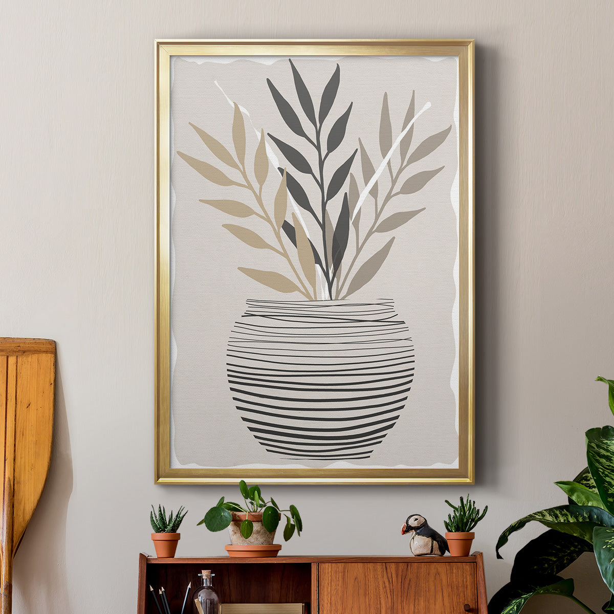 Palm Arrangement I - Modern Framed Canvas Print