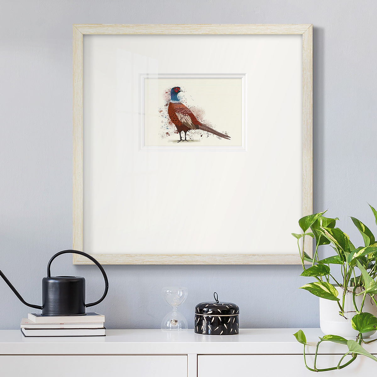 Pheasant Splash 5 Premium Framed Print Double Matboard