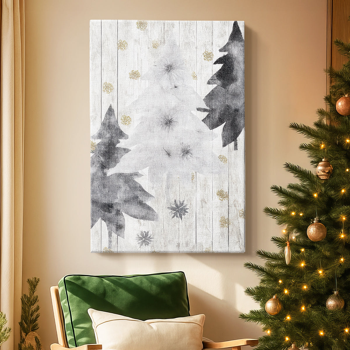 Silver Manger at Night - Canvas Art Print