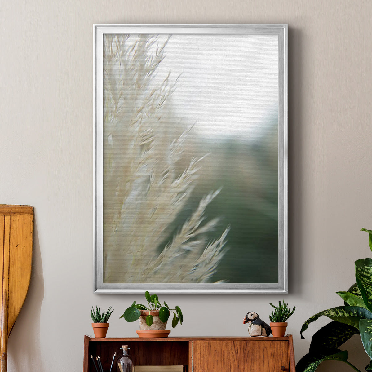 Subtle Grasses I - Modern Framed Canvas Print