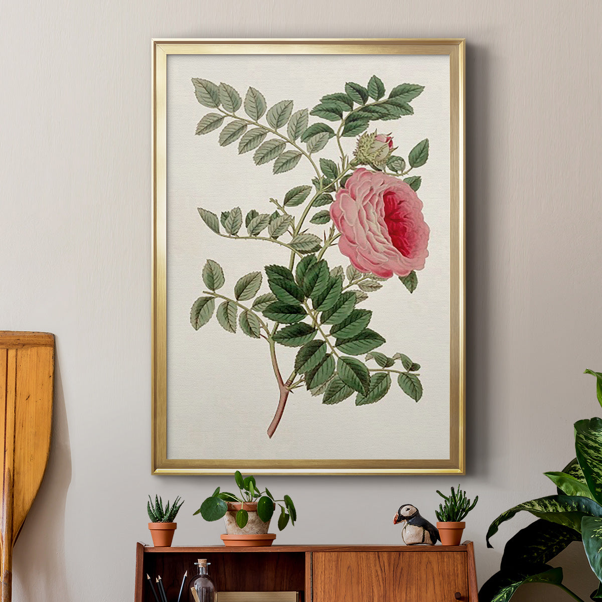 Pink Floral Mix I - Modern Framed Canvas Print