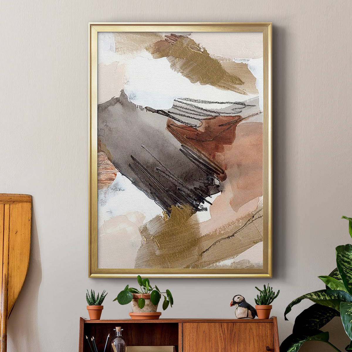 Antique Gold III - Modern Framed Canvas Print