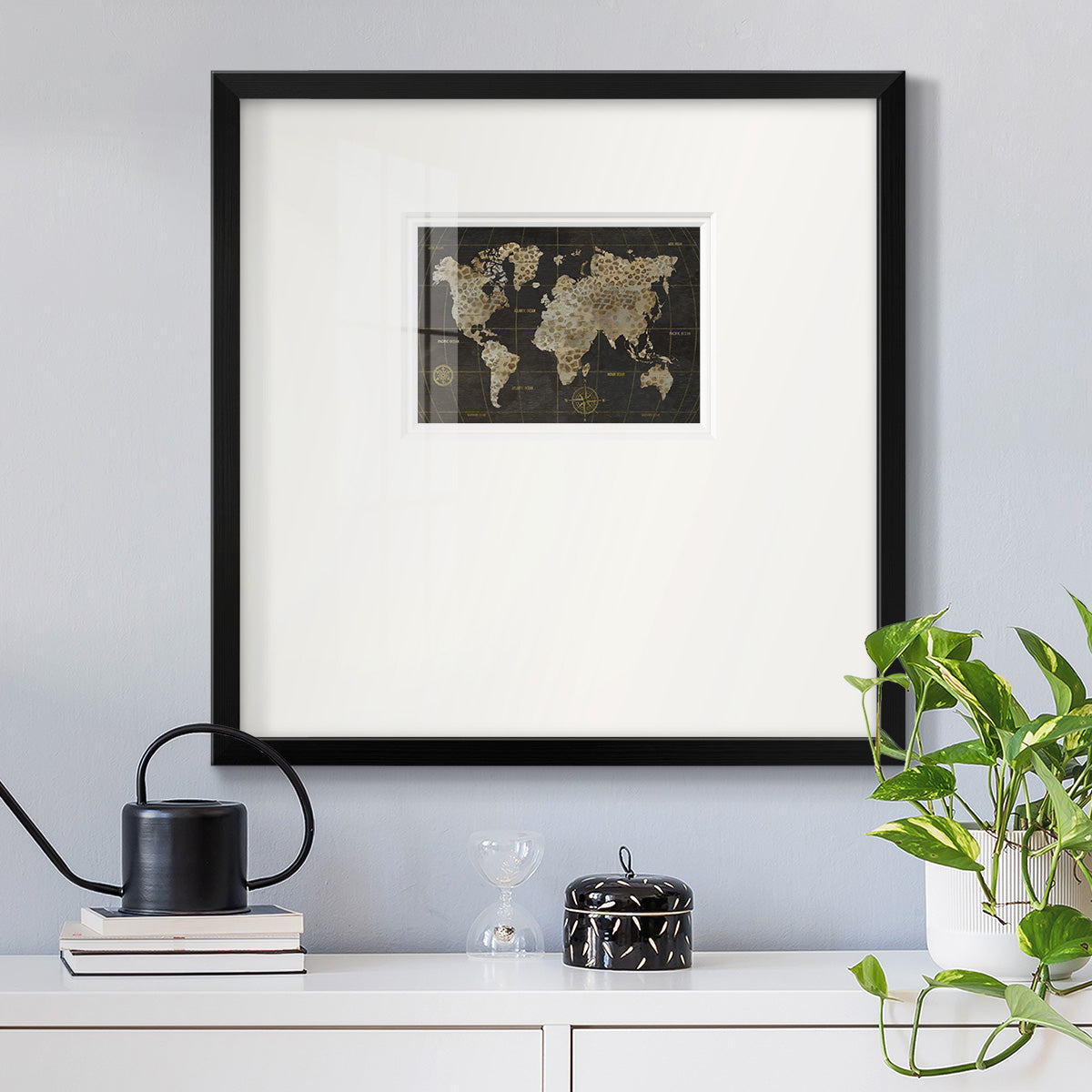 Safari World Map Premium Framed Print Double Matboard