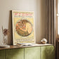 Canvas art print of a vintage advertisement featuring a stylized figure and typography styled in a home decor setting.