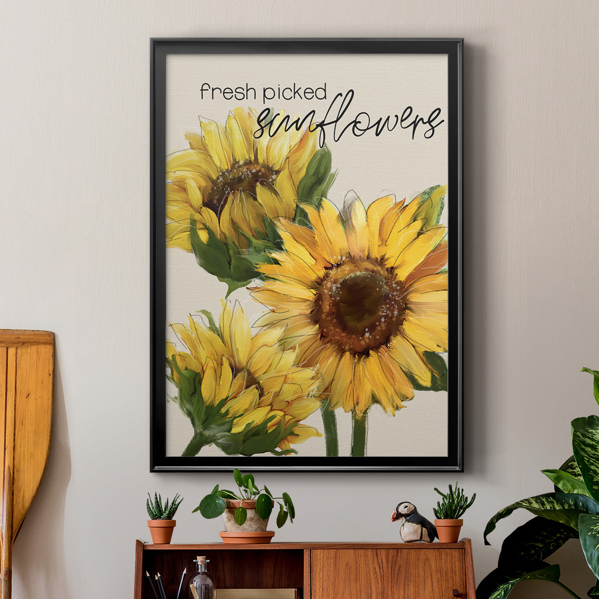 Fresh Picked Sunflowers - Modern Framed Canvas Print