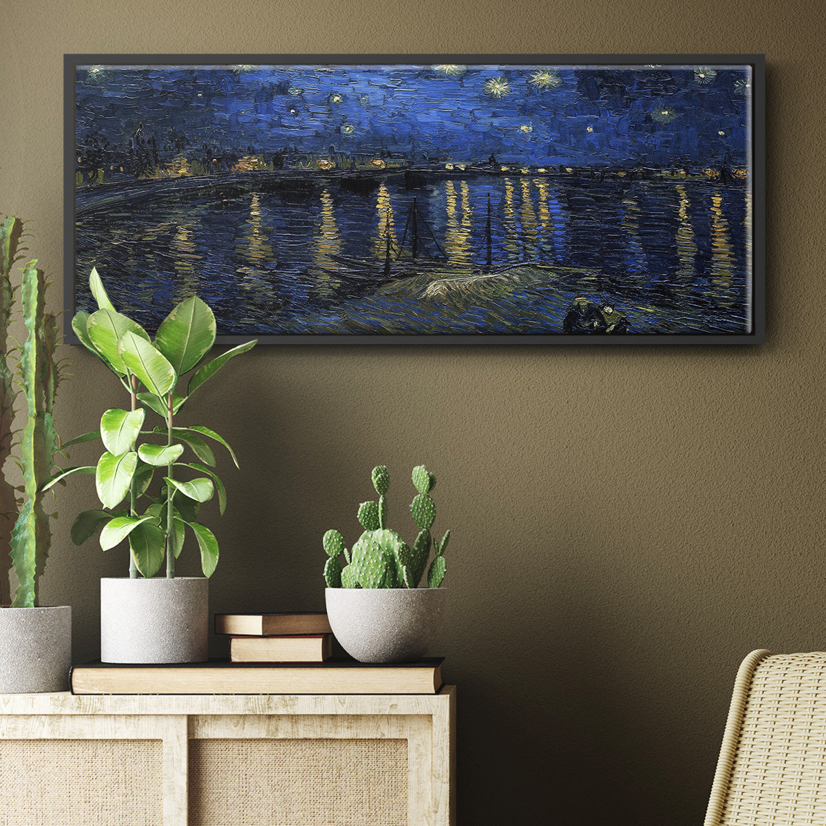 Starry Night Over the Rhone - Floater Framed Canvas Print