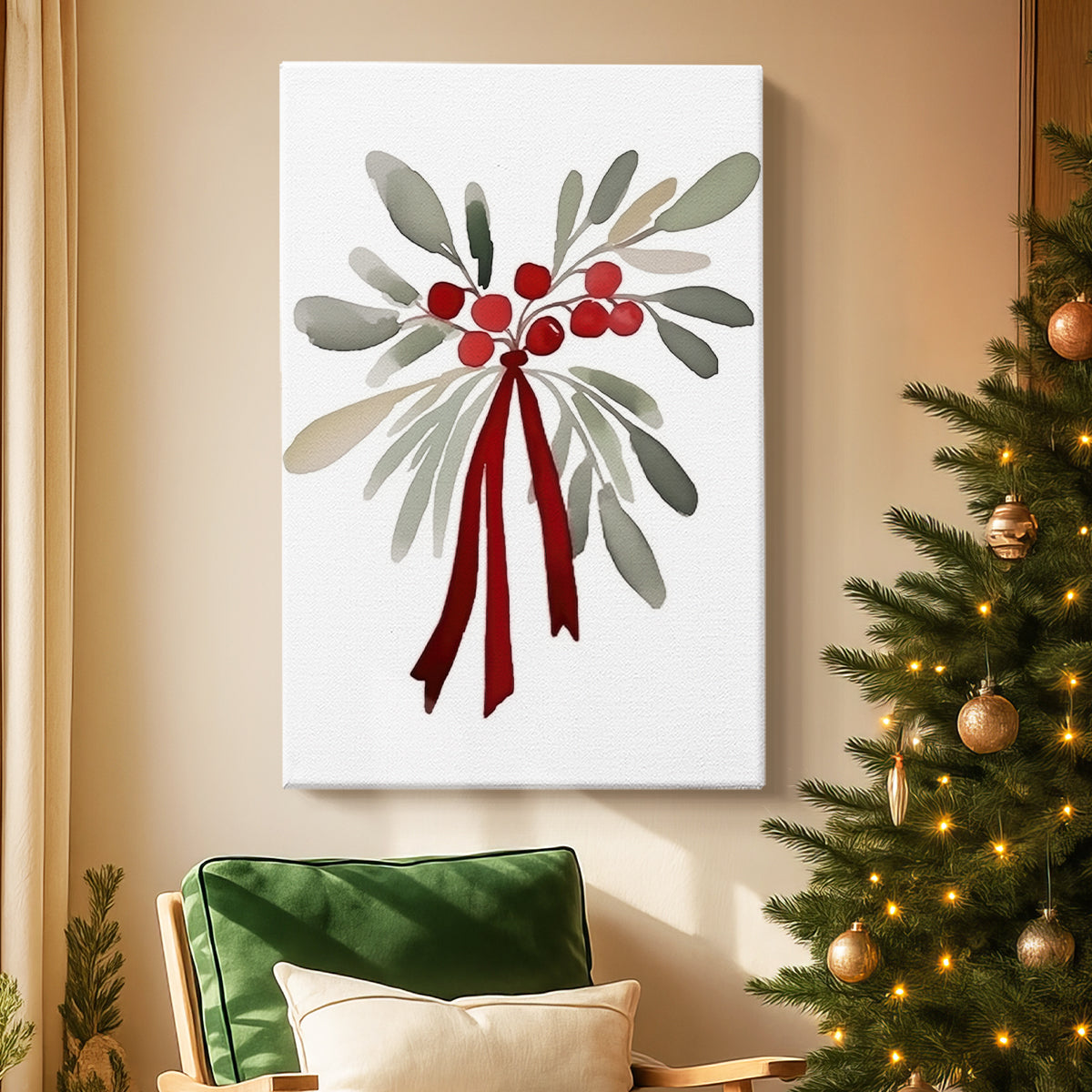 Mistletoe of Frostlit Whisper - Canvas Art Print