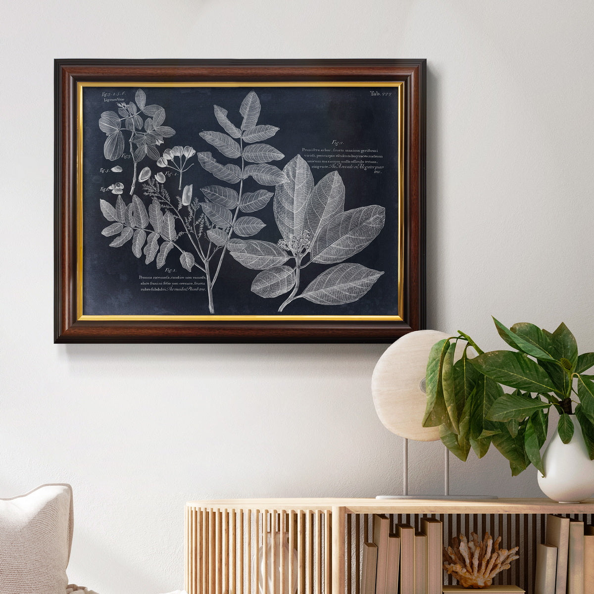 Foliage on Navy V Premium Framed Canvas- Ready to Hang