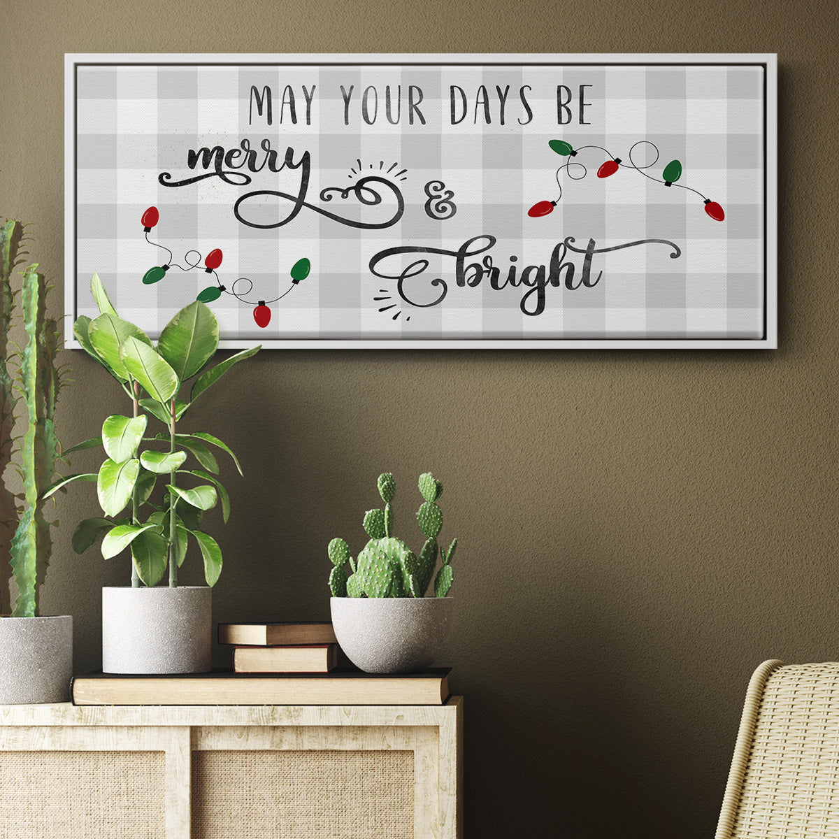 Buffalo Check Merry - Floater Framed Canvas Print